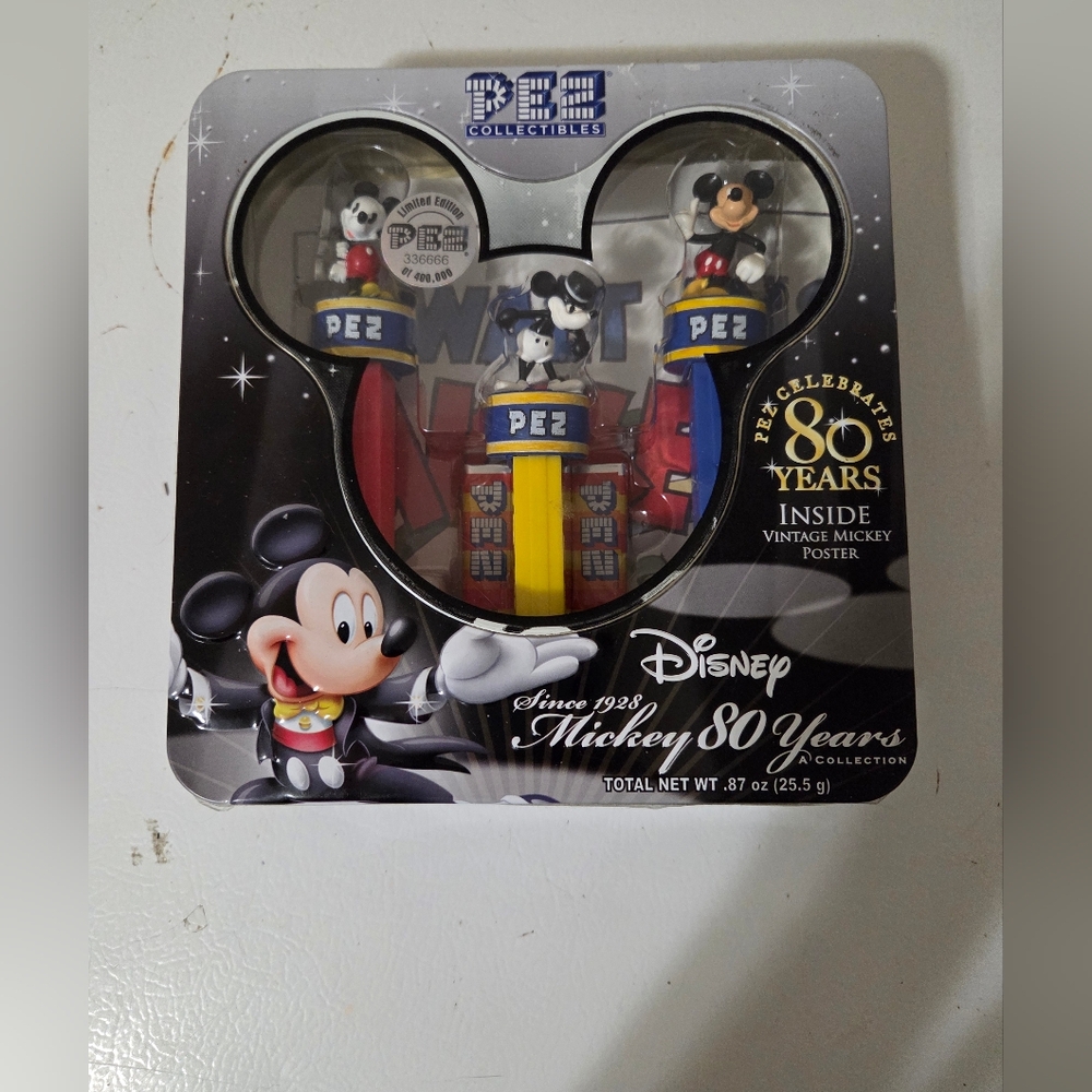 Disney Toys Disney Mickey Mouse 80 Years Pez Candy Dispensers Collectible Tin